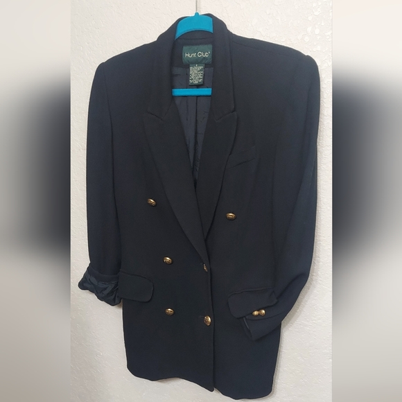 Vintage 90s Oversized Military Blazer Women's Size 6 Black Suit Jacket RARE VTG - Picture 6 of 9